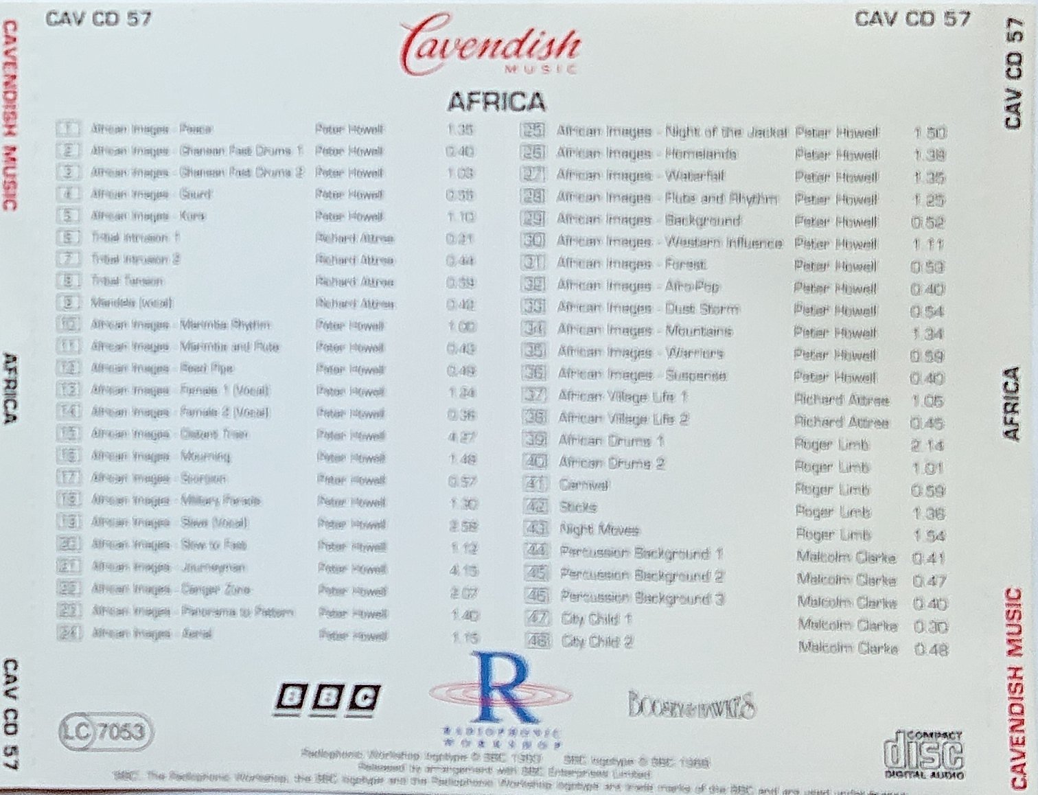 Back cover of CAV CD 57